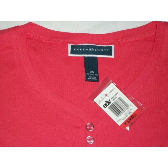 Macy's Karen Scott Henley Woman's Coral Short XS - Picture 12 of 12